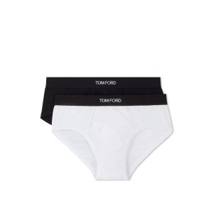 Bragas Tom Ford Algodon Two Pack Boxer Hombre Blancas Negras | 549-YKNGXL