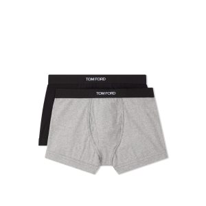 Bragas Tom Ford Algodon Two Pack Boxer Hombre Negras Gris | 639-BAYWVF