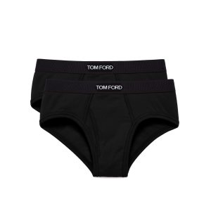 Bragas Tom Ford Algodon Two Pack Boxer Hombre Negras | 740-UZELRM