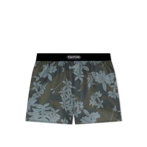 Bragas Tom Ford Dusty Hibiscus Silk Boxer Hombre Verde | 106-HQOUIS