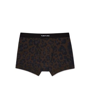 Bragas Tom Ford Leopard Algodon Boxer Hombre Marrones Oscuro | 702-IVYFJX