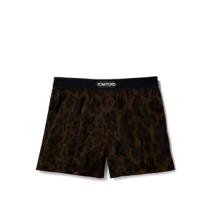 Bragas Tom Ford Leopard Silk Boxer Hombre Marrones Oscuro | 970-JTAQHK