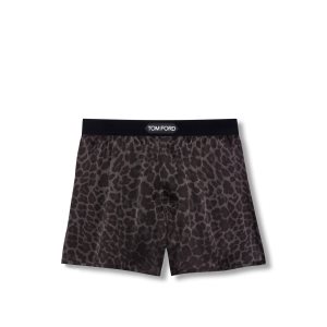 Bragas Tom Ford Reflective Leopard Silk Boxer Hombre Ink | 826-WBNPVM