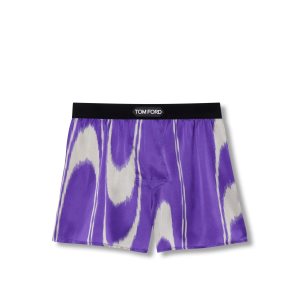 Bragas Tom Ford Swirl Silk Boxer Hombre Moradas Gris | 650-EVJSQI