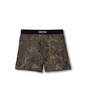 Bragas Tom Ford True Camo Silk Boxer Hombre Verde Oliva Oscuro | 648-RVBSCK