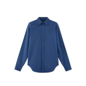 Camisas Tom Ford Algodon Silk Poplin Slim Fit Hombre Azules | 840-DFYEAL