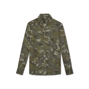 Camisas Tom Ford British Camo Print Slim Fit Barrel Cuff Hombre Verde Oliva | 180-NVQGJK