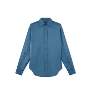 Camisas Tom Ford Charmeuse Fluid Fit Hombre Turquesa | 096-MFHEWA