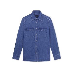Camisas Tom Ford Denim Slim Fit Leisure Hombre Azules | 163-KLZDXB