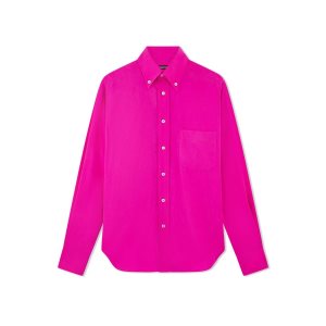 Camisas Tom Ford Fluorescent Crepe De Chine Fluid Fit Hombre Rosas | 436-HRALBO