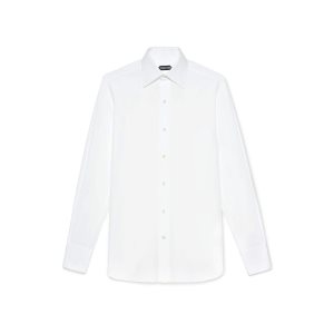Camisas Tom Ford Poplin Classic Fit Barrel Cuff Hombre Blancas | 196-ICGJVE