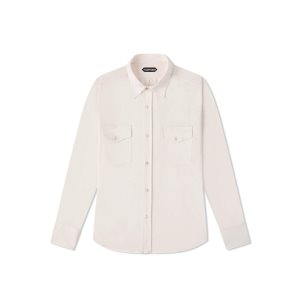 Camisas Tom Ford Silk Algodon Blend Hombre Blancas | 153-FQRSMG