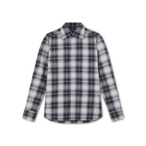 Camisas Tom Ford Washed Cowboy Check Slim Fit Hombre Gris | 023-BFCOML