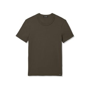 Camiseta Tom Ford Algodon Crewneck Hombre Verde | 546-GYRMIO