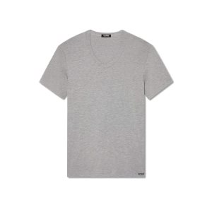 Camiseta Tom Ford Algodon V-neck Hombre Gris | 074-VDOSHN