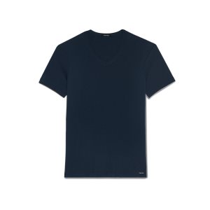 Camiseta Tom Ford Algodon V-neck Hombre Azul Marino | 108-YKEGZV