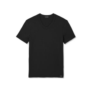Camiseta Tom Ford Algodon V-neck Hombre Negras | 259-FUHERQ
