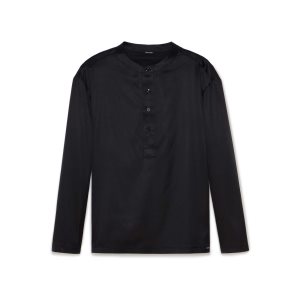 Camiseta Tom Ford Silk Pajama Henley Hombre Negras | 589-KOFEVZ