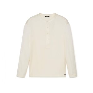 Camiseta Tom Ford Silk Pajama Henley Hombre Blancas | 857-TUAWHE