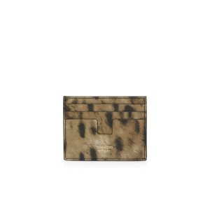 Carteras Pequeñas Tom Ford Distressed Leopard Print Cardholder Hombre Leopardo | 320-YDHFAT