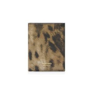 Carteras Pequeñas Tom Ford Distressed Leopard Print Folding Cardholder Hombre Leopardo | 408-GLOMDB