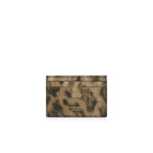 Carteras Pequeñas Tom Ford Distressed Leopard Print Classic Cardholder Hombre Leopardo | 795-TDAYHP