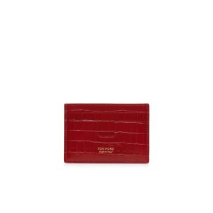 Carteras Pequeñas Tom Ford Glossy Printed Croc Money Clip Cardholder Hombre Rojas Oscuro | 239-FQNYCZ