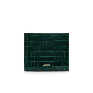 Carteras Pequeñas Tom Ford Glossy Printed Croc Classic Bifold Wallet Hombre Verde Oliva | 375-WZAUTL