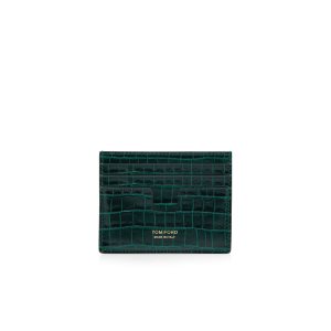 Carteras Pequeñas Tom Ford Glossy Printed Croc Cardholder Hombre Verde Oliva | 561-PQHombreT