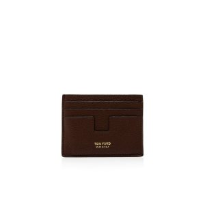 Carteras Pequeñas Tom Ford Grain Cuero Classic Cardholder Hombre Marrones | 063-HMULBV