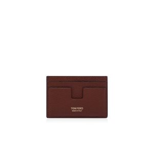 Carteras Pequeñas Tom Ford Grain Cuero Classic Cardholder Hombre Marrones | 257-LCKUPX