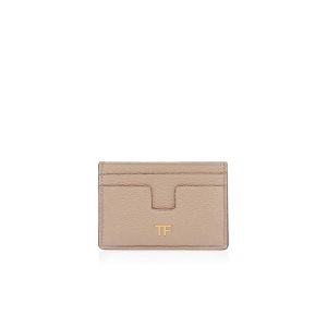 Carteras Pequeñas Tom Ford Grain Cuero Classic Tf Card Holder Mujer Gris Marrones | 569-XLKFIY