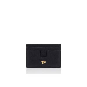 Carteras Pequeñas Tom Ford Grain Cuero Classic Tf Card Holder Mujer Negras | 581-KRENAU