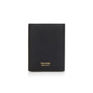 Carteras Pequeñas Tom Ford Grain Cuero Folding Cardholder Hombre Negras | 620-JKBXET