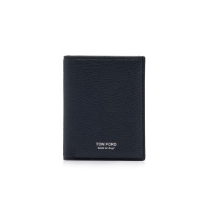 Carteras Pequeñas Tom Ford Grain Cuero Folding Cardholder Hombre Azules | 974-LKUEQW