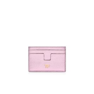 Carteras Pequeñas Tom Ford Laminated Printed Lizard Classic Tf Card Holder Mujer Rosas Claro | 720-MNEVOG