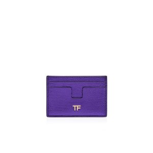 Carteras Pequeñas Tom Ford Laminated Printed Lizard Classic Tf Card Holder Mujer Dahlia | 918-WXPFGJ