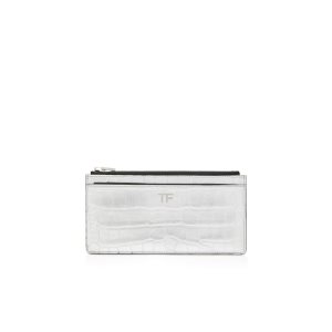 Carteras Pequeñas Tom Ford Metallic Stamped Cuero Multifunctional Wallet Mujer Plateadas | 572-GTUKNV