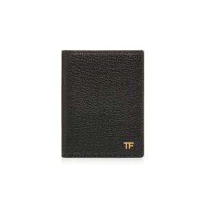 Carteras Pequeñas Tom Ford Polished Goat Folding Cardholder Hombre Negras | 472-XCRDEA
