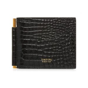 Carteras Pequeñas Tom Ford Printed Alligator Money Clip Wallet Hombre Negras | 450-CNDZWY