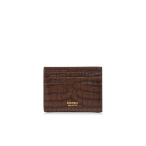 Carteras Pequeñas Tom Ford Printed Alligator Cardholder Hombre Marrones | 503-IZSOYH