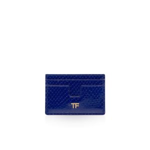 Carteras Pequeñas Tom Ford Printed Python Classic Tf Card Holder Mujer Azules | 239-XZTQAM