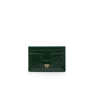 Carteras Pequeñas Tom Ford Printed Python Classic Tf Card Holder Mujer Turquesa Verde | 813-HMBJSU
