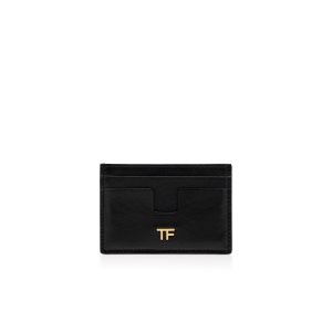 Carteras Pequeñas Tom Ford Shiny Textured Cuero Classic Tf Card Holder Mujer Negras | 520-LDFSKC