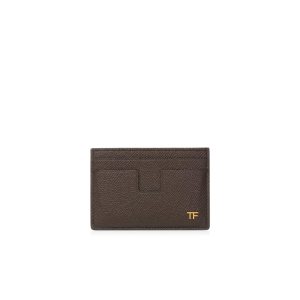 Carteras Pequeñas Tom Ford Small Grain Cuero Cardholder Hombre Marrones | 016-VUXIOF