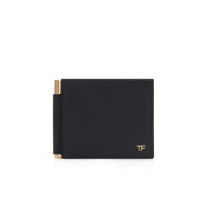 Carteras Pequeñas Tom Ford Small Grain Cuero Money Clip Wallet Hombre Negras | 147-GFZCHU