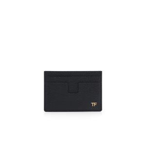 Carteras Pequeñas Tom Ford Small Grain Cuero Money Clip Cardholder Hombre Negras | 413-IRTASL