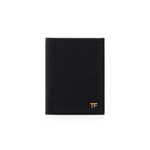 Carteras Pequeñas Tom Ford Small Grain Cuero Folding Cardholder Hombre Negras | 623-QZCGRH