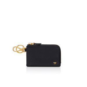 Carteras Pequeñas Tom Ford Small Grain Cuero Cardholder Zip Keyring Hombre Negras | 730-ONZBDJ
