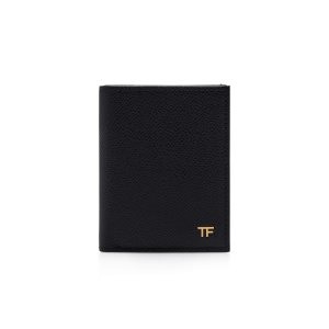 Carteras Pequeñas Tom Ford Small Grain Cuero Folding Cardholder Hombre Negras | 961-UYZAJX